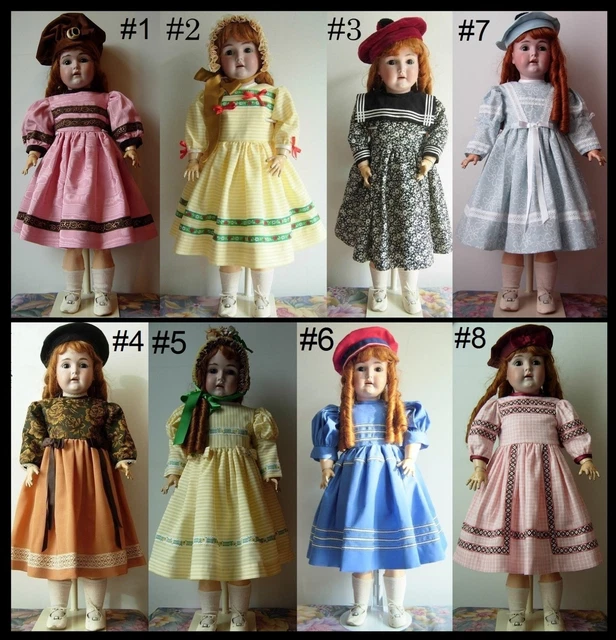 Superbe ensemble de robe pour poupée victorienne comprenant