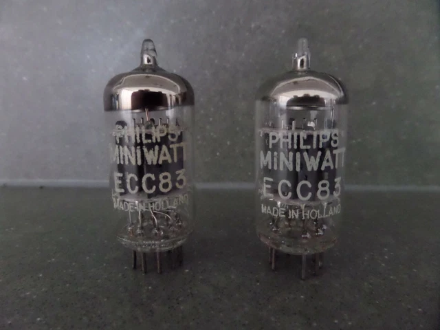 Philips Heerlen ECC83 and Mullard factory Blackburn 12AX7 matched pairs NOS