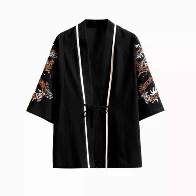 Uomo Ricamo Kimono Cappotto Giacca Yukata Rétro Giapponese Haori Sciolto Giacca