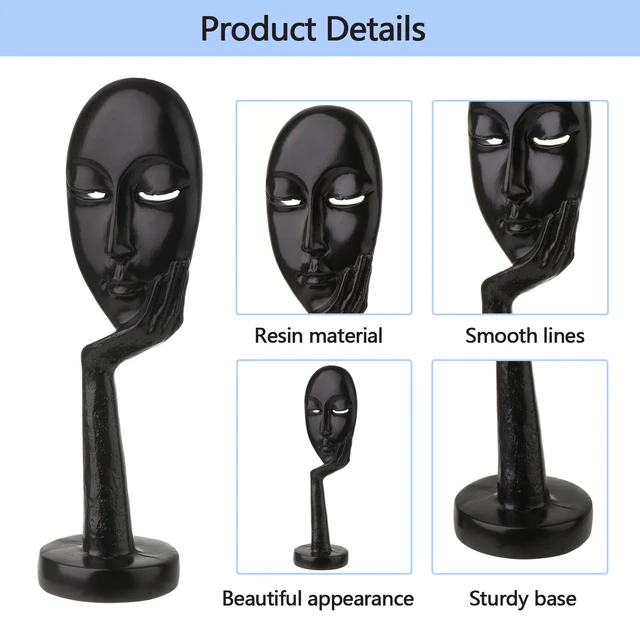de la femme réfléchie Fait à la main Blanc et noir Statue du visage de la femme 6