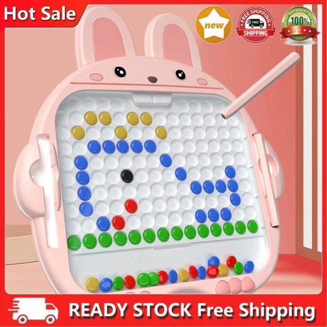 Tablero de dibujo portátil en forma de conejo para juguetes para niños (rosa grande)