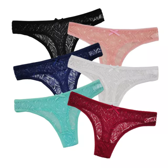 6 Pack Women Sexy Lace Briefs Underwear Panties Knickers Lace G-string Thongs H