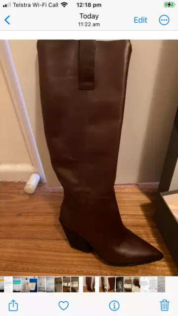 Elvio Zanan brown/burgandy leather knee high boots BNIB RRP $369.95