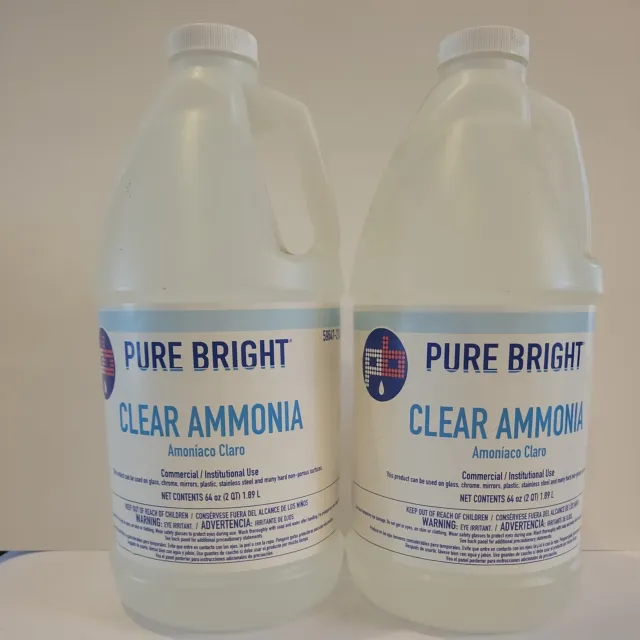 2( Two) Pure Bright Clear Ammonia 1/2 Gal.( 64 fl.oz)each for commercial use