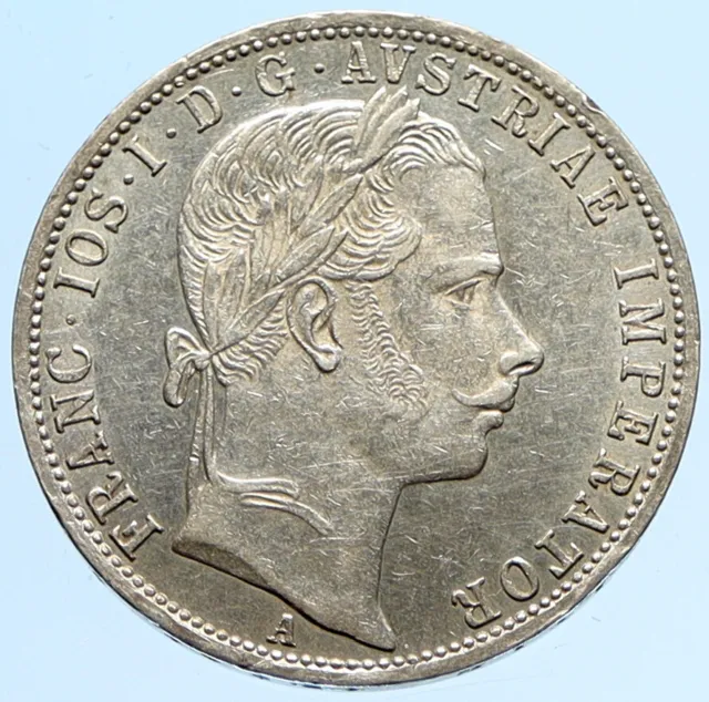 1862 AUSTRIA w KING FRANZ JOSEPH I Eagle Antique OLD Silver Florin Coin i97290