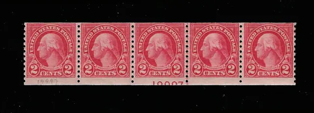 US Scott 599 Mint Never Hinged Joint Line Strip Of Five With Plate Number