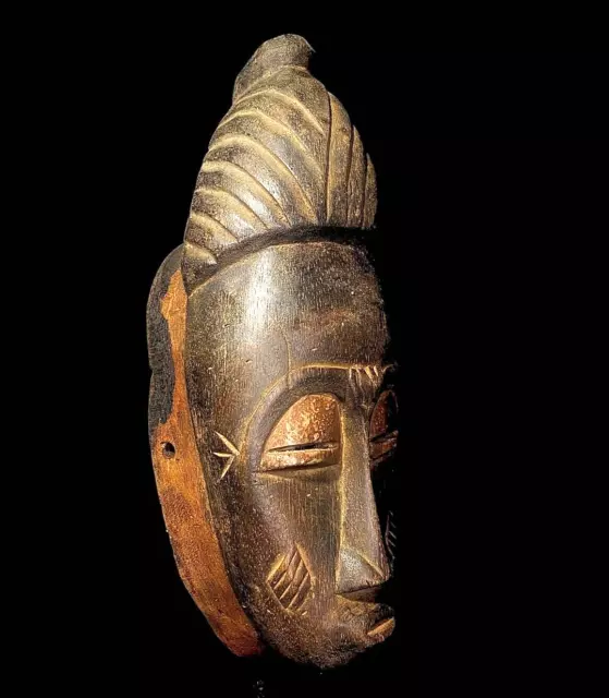 African mask antiques tribal Face vintage Wood Carved Hanging  Guro mask -5279