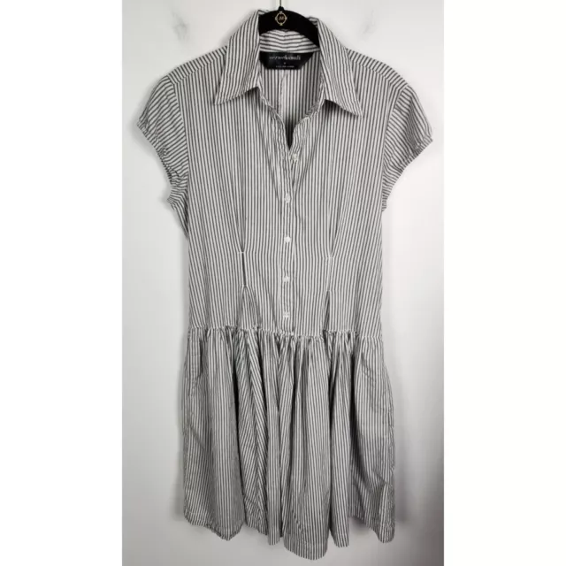 Norma Kamali Women's Sz. M Stripe Button Down Short Sleeve Dress