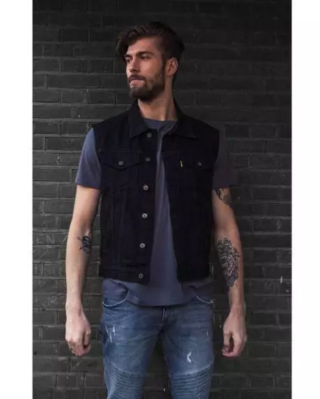 gilet jacket cut en jean denim Noir   M L XL 2XL NEUF ( bikers )