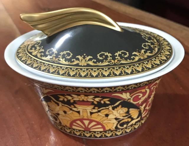 Rosenthal Versace Ikarus Medusa Red Sugar Bowl with Lid Oval Paul Whimsical