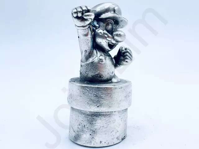 2.9 oz Hand Poured Silver Bar .999+ Fine Jumping Mario 3D Cast Bullion Ingot Art