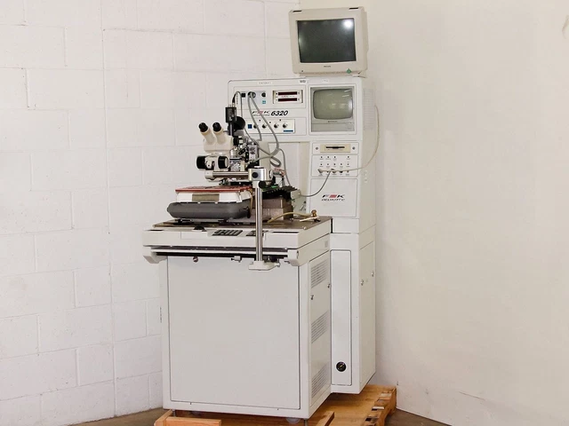 F&K Delvotek 6320 Automatic Gold/AI Wire Bonder CCD Video SMZ-1B Scope +Monitors