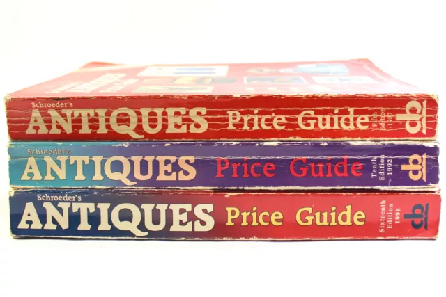 Lot of 3 Schroeders Antique Price Guides Books Antiques Identification Guide