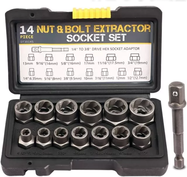 3/8" Locking Wheel Nut Remover Set Stud Bolt Impact Twist Sockets Extractor Tool