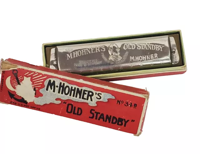 M-Hohner's OLD STANDBY Harmonica No 34B Key of G in Original Box Made In Germany