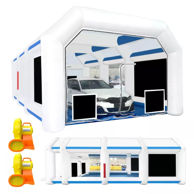 BONOOTH Inflatable Paint Booth 30x20x11.5Ft with 1100W+1100W Blowers for Trucks