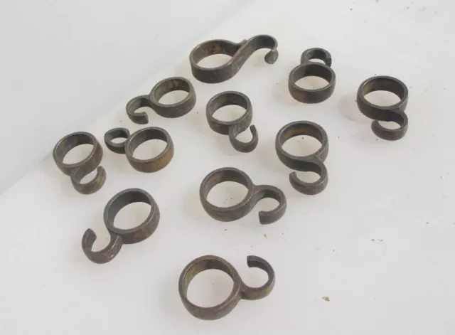 Antique Brass Pan Hooks Pot Rail Hangers Old Victorian Vintage