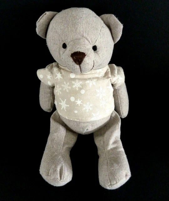 P4. DOUDOU PELUCHE CASA OURS TEE SHIRT BEIGE FLOCON BLANC GRIS 32c Lire svp TBE