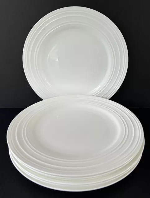 Mikasa Swirl White Dinner Plates 11 1/8" Set of 6 Monotone White  Bone China