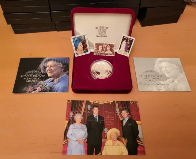 Queen Elizabeth II Mother Solid Silver Coin Sterling Proof Royal Family Stamp UK