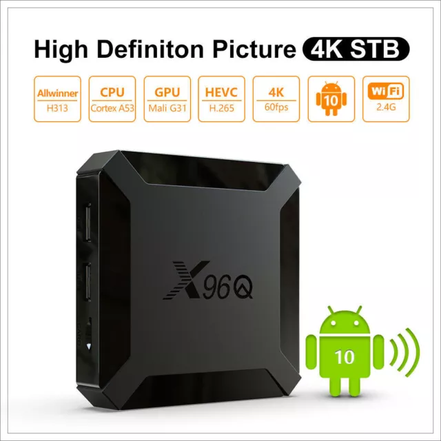 X96Q Android 10.0 Smart TV BOX Dual WIFI BT HDMI 2.0 4K Quad Core Media Player