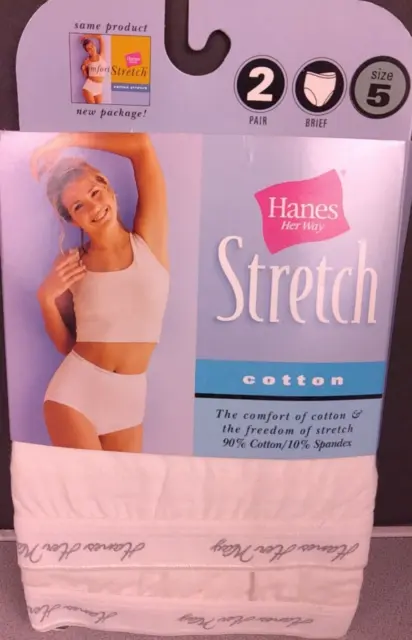 HANES HER WAY Pack Of 2 White Cotton Stretch Panties Size 5 - New. (66)  $9.50 - PicClick