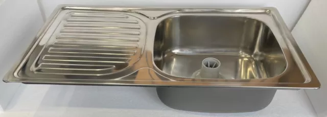 Pressed Single Bowl Brushed Stainless Steel Sink 760 x 420 x 180