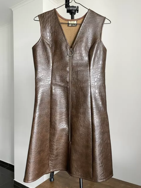 Rare Vintage Ackermann Leather Croco Dress Brown Size 38