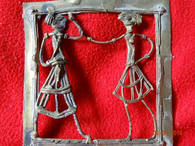 World Rare Vintage African Tribal People Liberian Hand Carved Brass Fine Art #14 2
