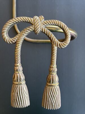 Brass Italian Rope Curtain Tieback - Hollywood Regency 13" Long 2