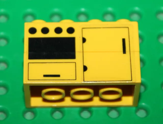 Lego Bricks 2x4 with Refrigerator and Oven Pattern (Sticker) - Set 6374  rare !!