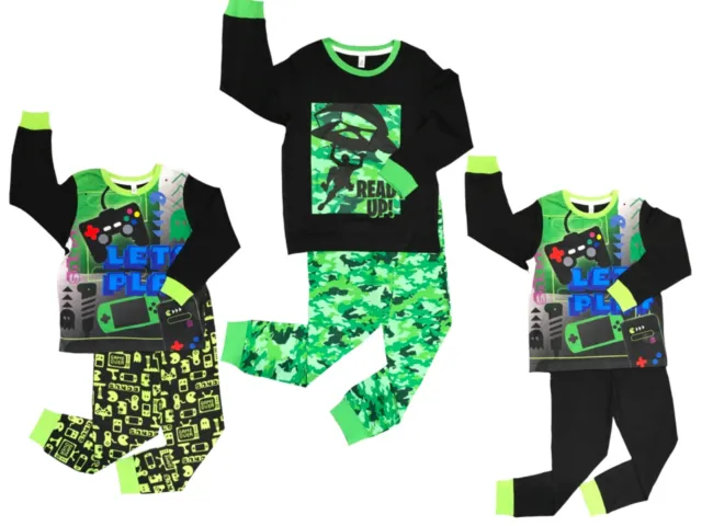 Boys Gaming Pyjamas 7-13 Years Size Long Sleeve Game Over Console PJ's Set Gamer