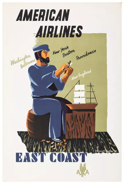 American Airlines - East Coast  - Vintage Airline Travel Poster