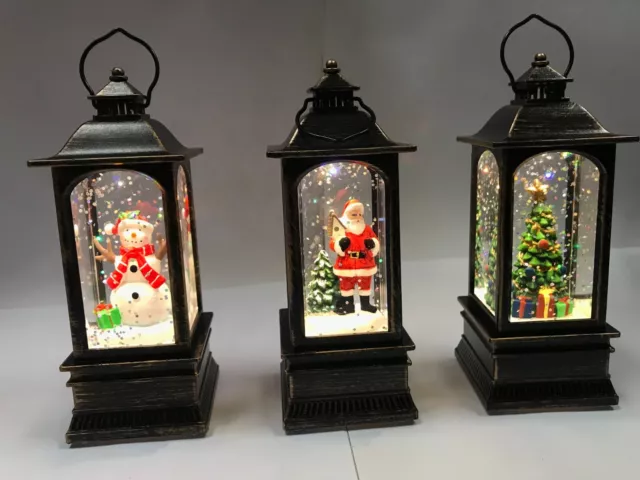 LED Lamp Christmas Water Mini Lantern Santa Claus Snowman Xmas Tree Gift Decor