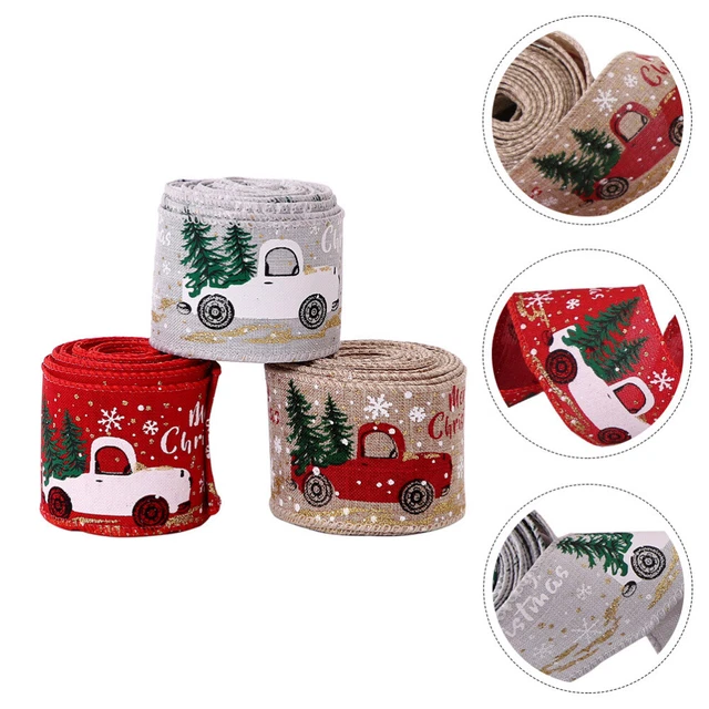 3 Rollen von Cartoon Weihnachtsband-Ornament Weihnachten Gurtband Dekor