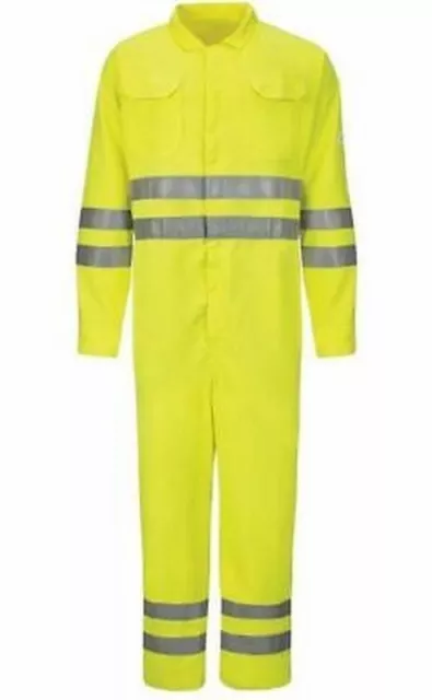 Bulwark Mens Hi-vis Deluxe Coverall with Reflective Trim, Size Large