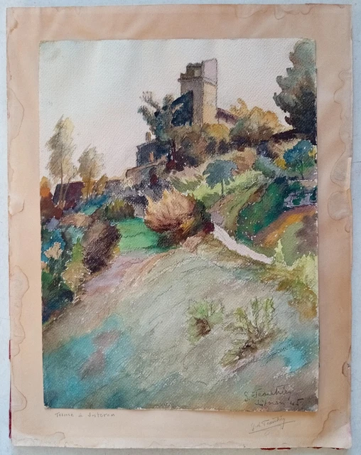 Aquarelle Originale Harry Walter Yorke – Paysage Bassingfield Nottinghamshire – 1945