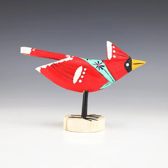 Native American Navajo Folk Art Cardinal By Monty Begaye & Terra Wilson