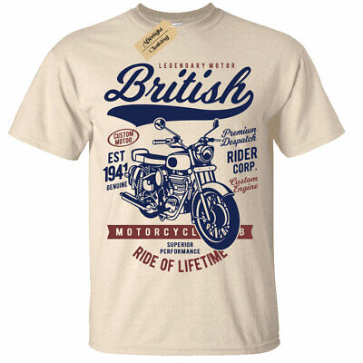 British Motorcycle T-Shirt Motorbike biker custom rider uk mens