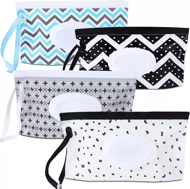 4 Pack Baby Wipe Dispenser,Portable Refillable Wipe Holder,Baby Wipes Container,