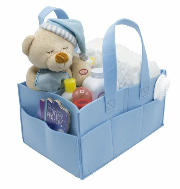 Sorbus Felt Baby Organizer Diaper Caddy with Handle, Luxury Storage (Blue)