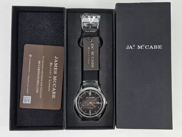 New James McCabe Heritage 42mm Stainless Steel Leather Band Smoky Black Dial NIB