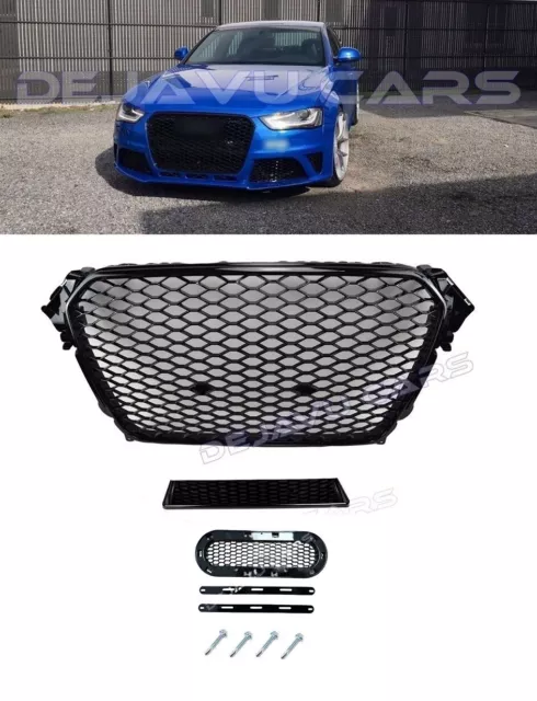 RS4 Look Grill für Audi A4 B8 S4 Sline Limo Avant Wabengrill Kühlergrill Schwarz