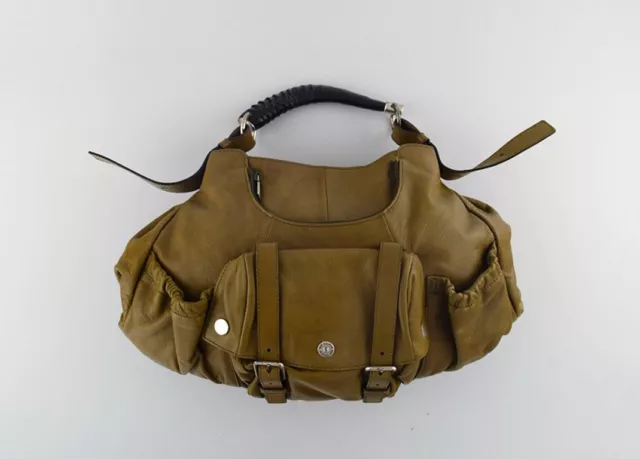 Vintage Women's YSL YVES SAINT LAURENT RIVE GAUCHE Olive Brown Leather Hand Bag