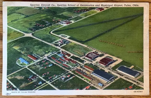 Oklahoma OK Tulsa, Spartan Aircraft Co. School of Aeronautics, Airport  1940 PC