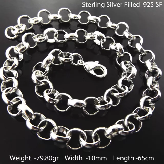 Real 925 Sterling Silver Filled Solid Necklace Bracelet Belcher Rolo Link Chain