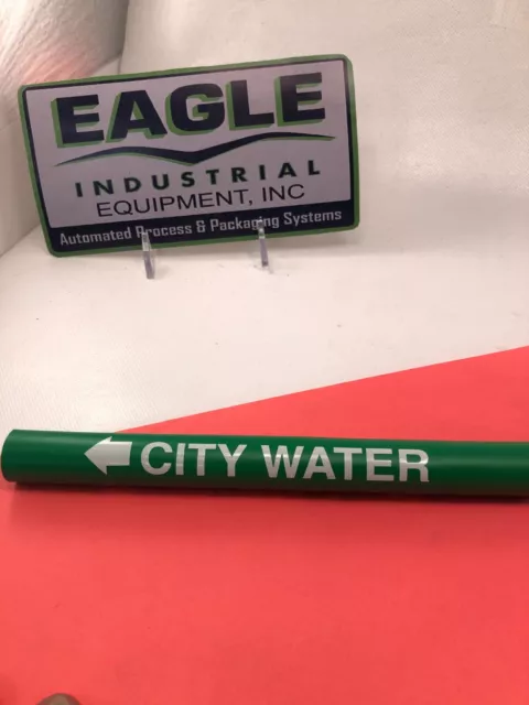 (9-pk) SETMARK 32925 SZ-10  PIPE MARKER "CITY WATER" White on Green