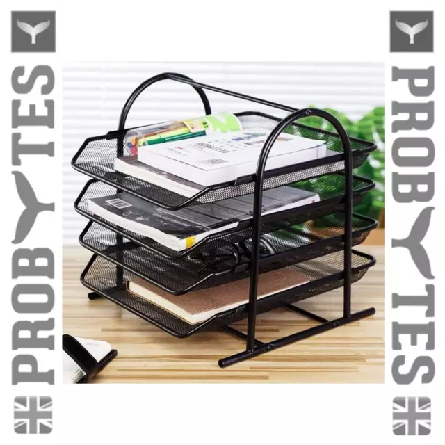 A4 Size Metal Organiser Document Tray Removable Compartments Office Files Space 2