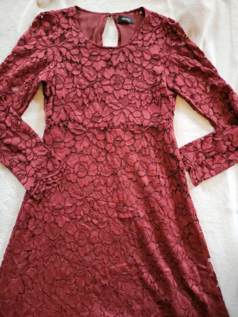 Anthropologie Garnet Lace Midi Dress Ottod'Ame Italy Sz 6 Burgundy Red.      HC