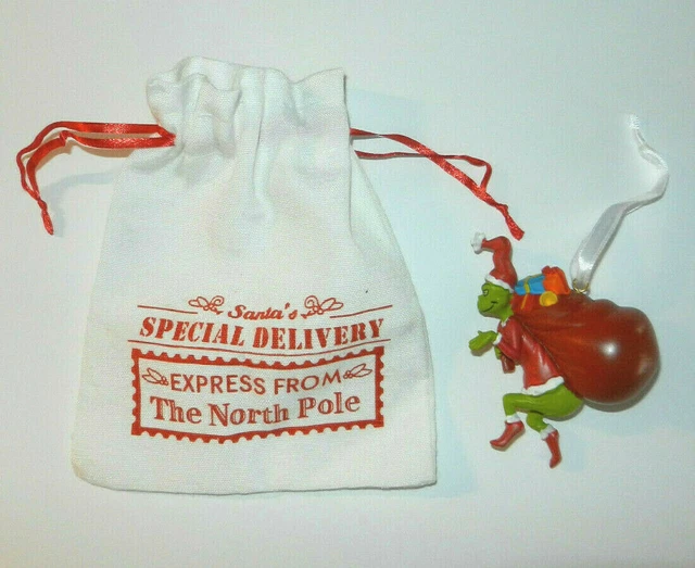HALLMARK DR SEUSS The Grinch Red Box Christmas Ornament & Cloth Gift
